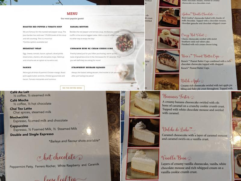 The Java Garden Menu