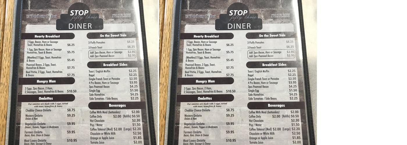 Stop 53 Menu