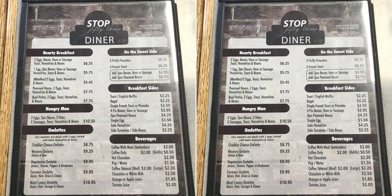 Stop 53 Menu