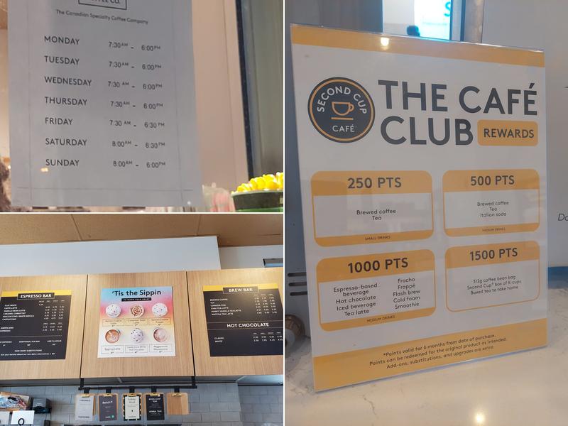 Second Cup Café Menu