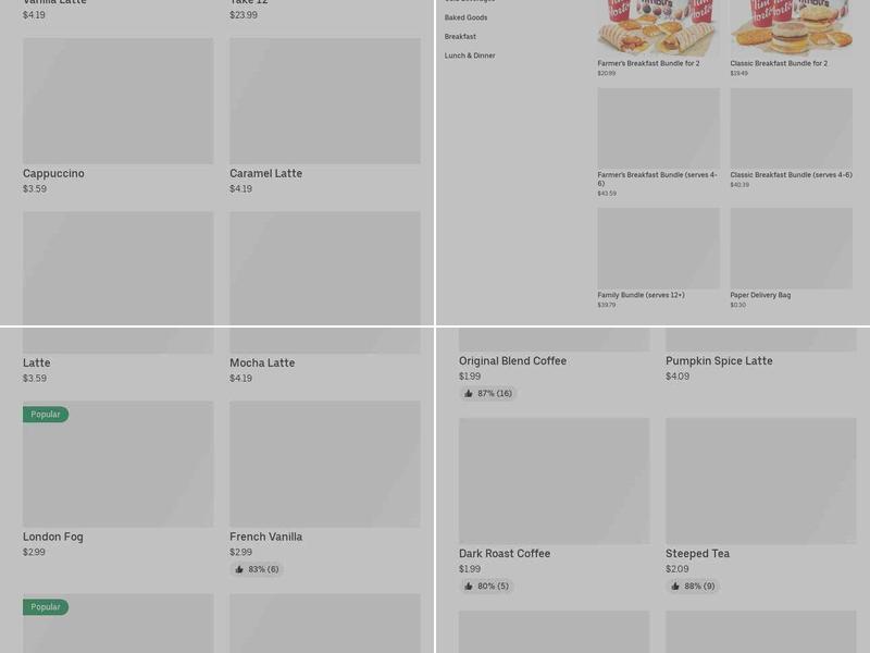 Tim Hortons Menu