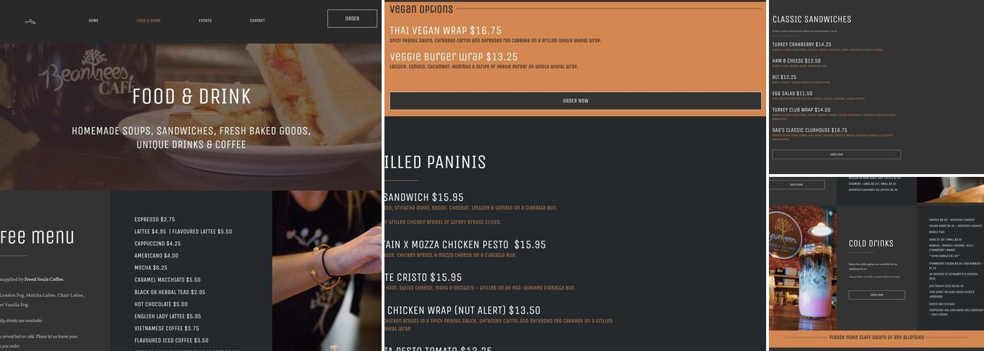 Beantrees Cafe Menu