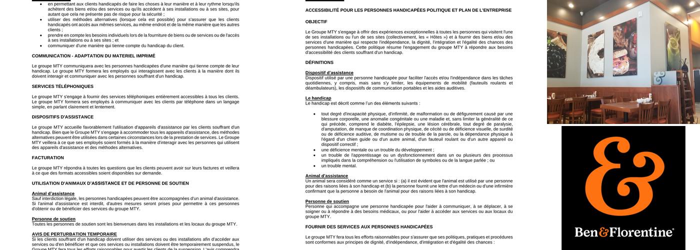 Ben & Florentine Menu