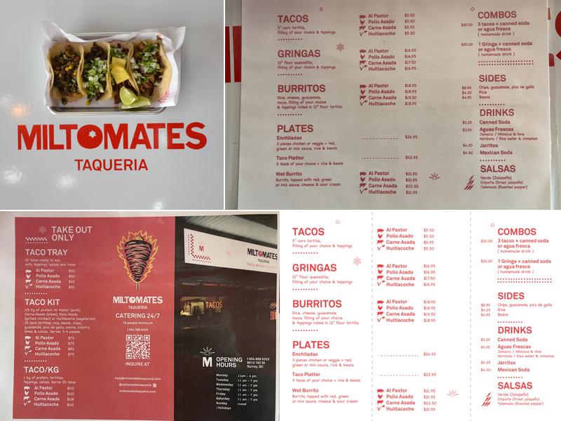 Miltomates Taqueria Menu