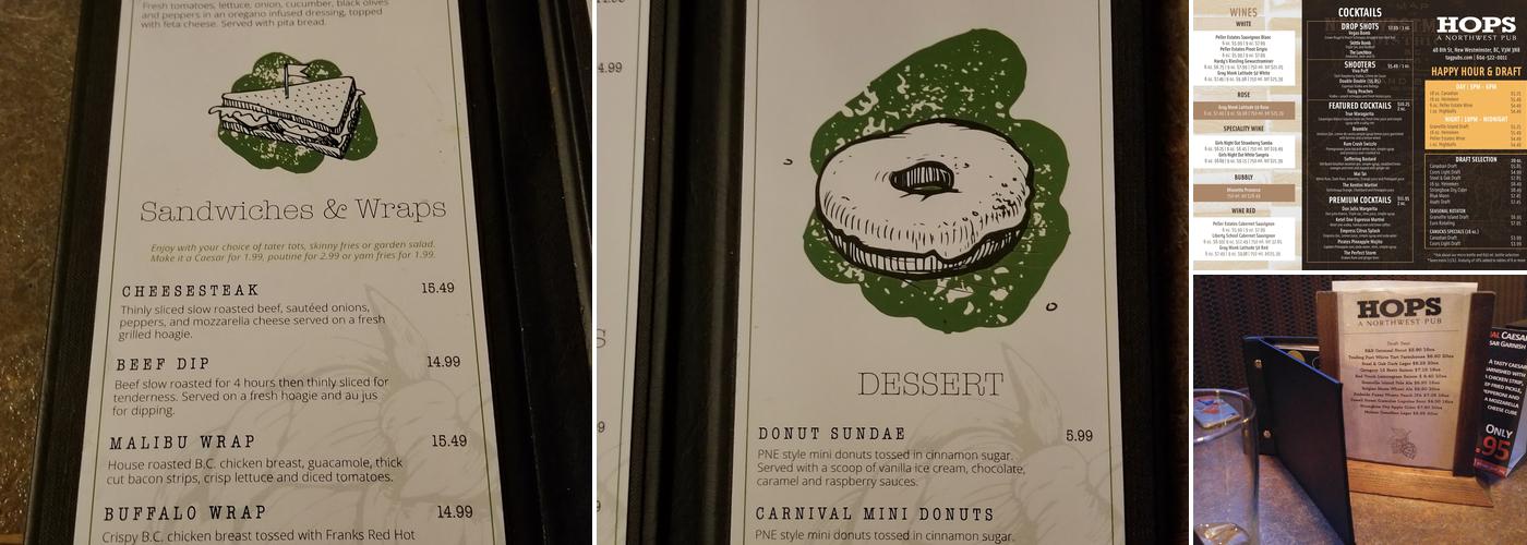 Hops, A Northwest Pub Menu