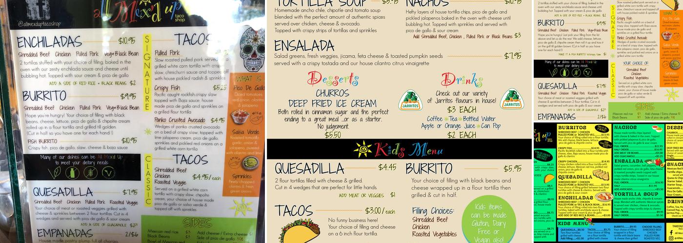All Mex'D Up Taco Shop Menu