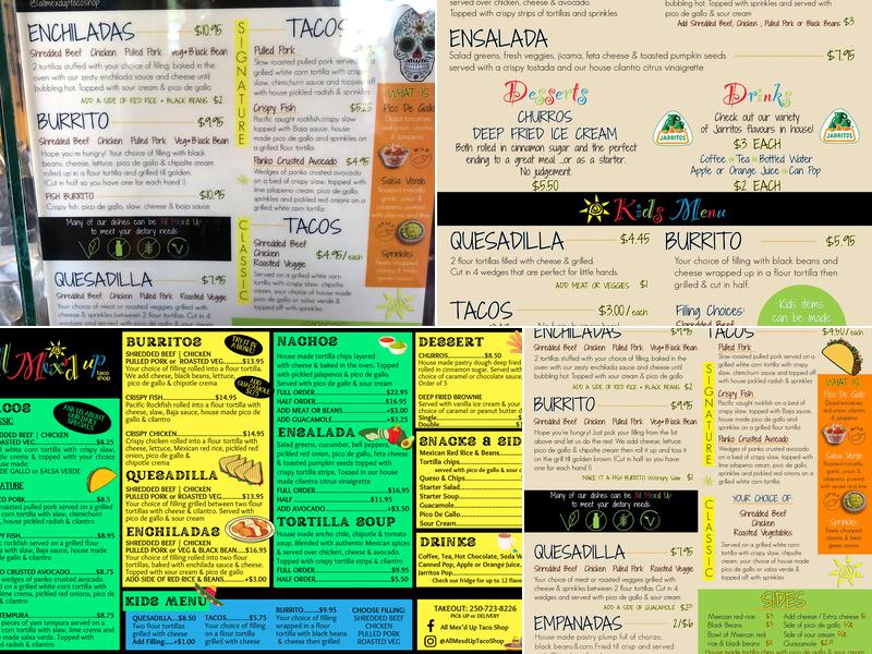All Mex'D Up Taco Shop Menu