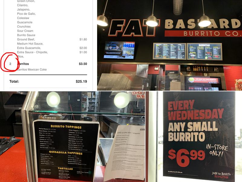 Fat Bastard Burrito Co. Menu