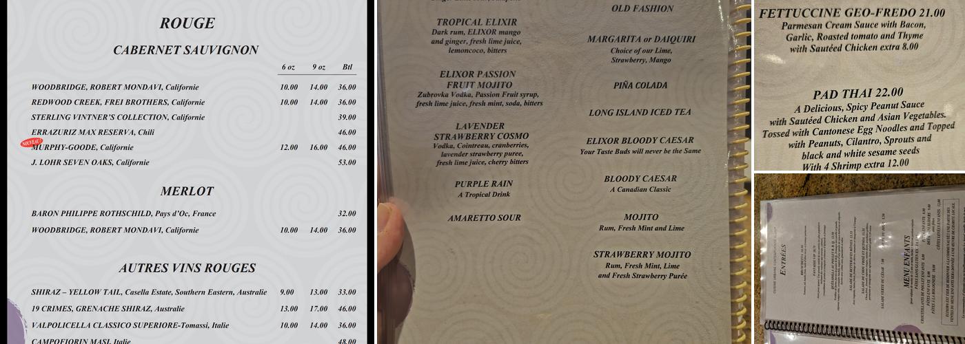 Elixor Menu