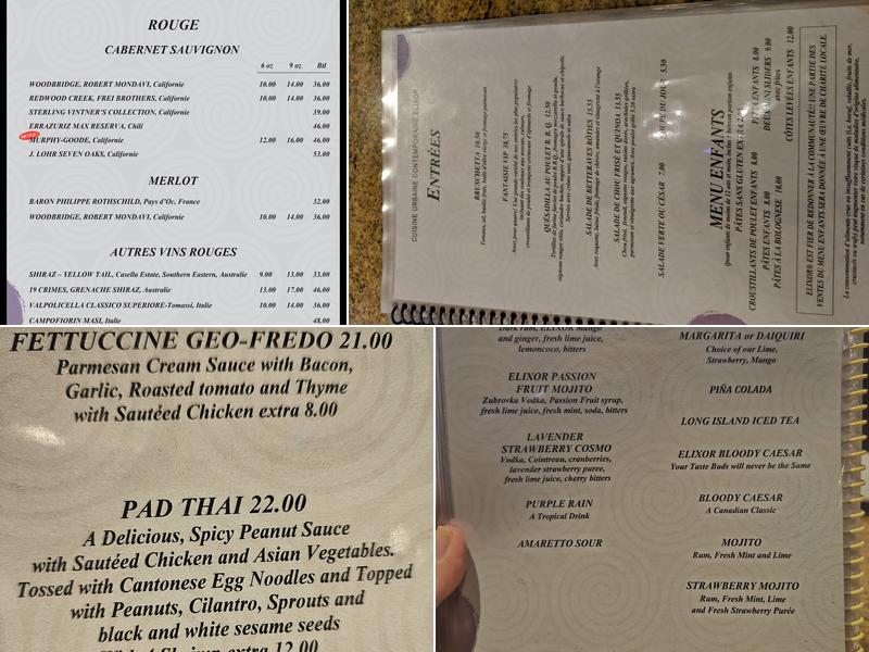 Elixor Menu