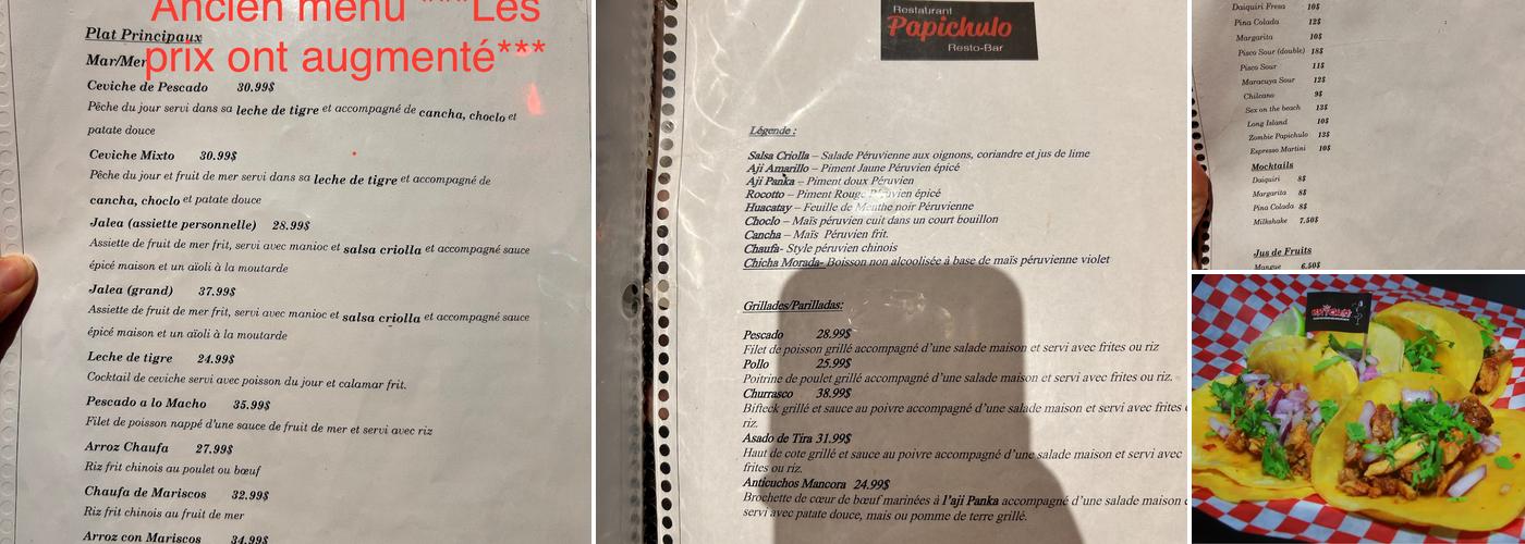 Papichulo Restaurant Menu