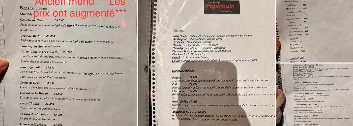 Papichulo Restaurant Menu