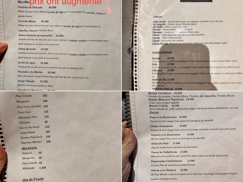 Papichulo Restaurant Menu