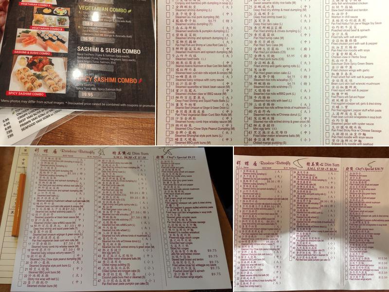 Rainbow Butterfly Restaurant Menu