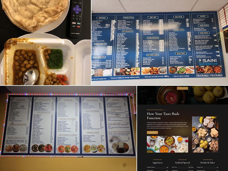 Saini Sweets Restaurant Menu