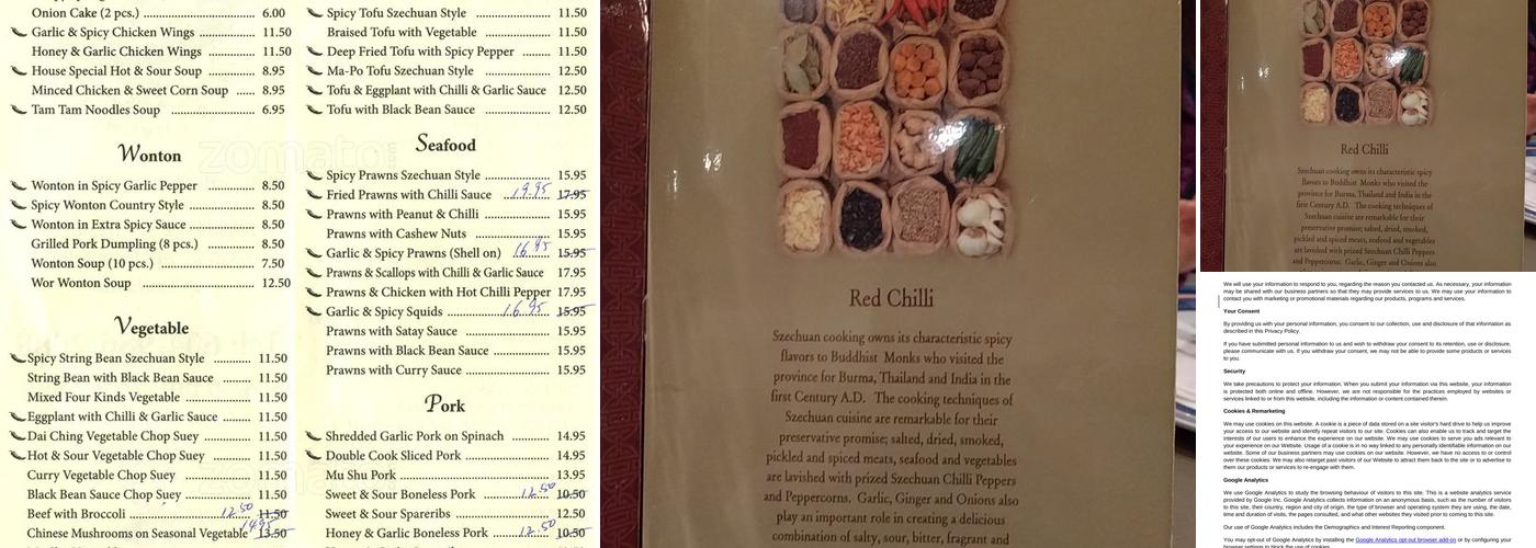 Red Chilli Menu