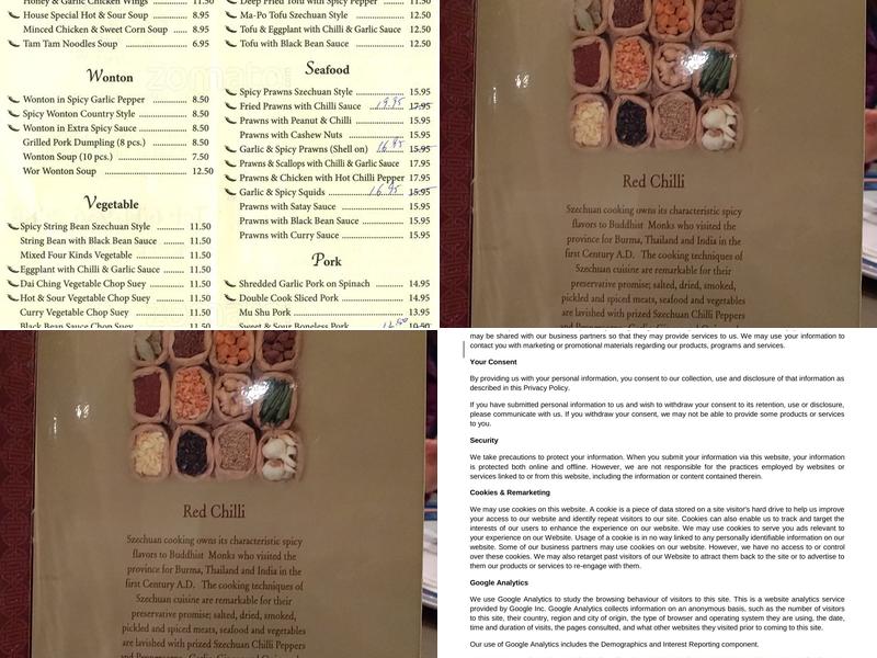 Red Chilli Menu