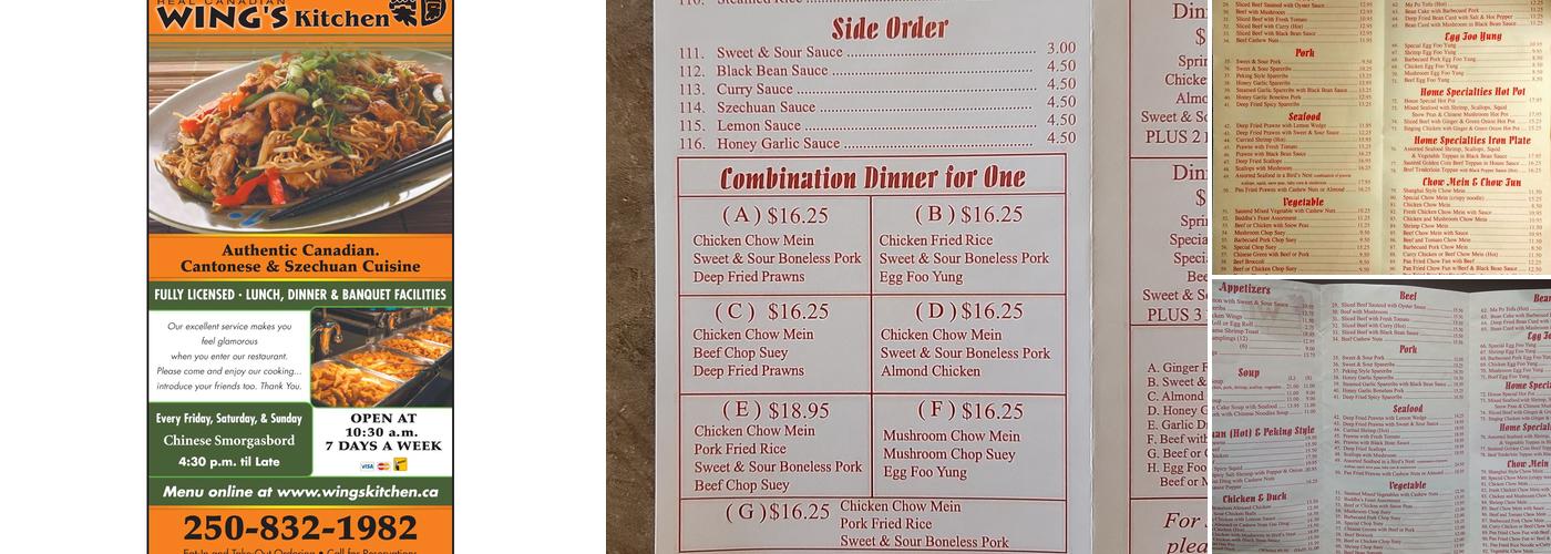 Wing’s Kitchen Menu