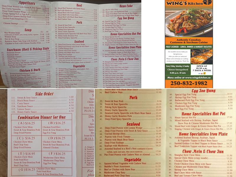 Wing’s Kitchen Menu