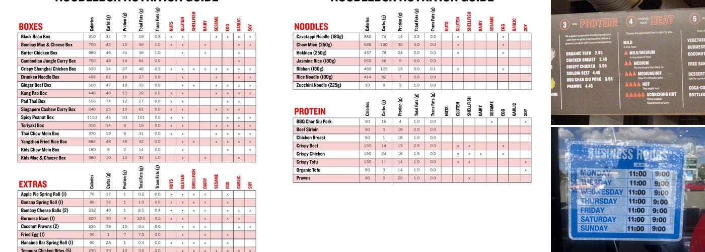 Noodlebox Menu