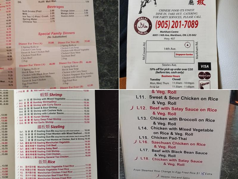 Singapore Garden Menu