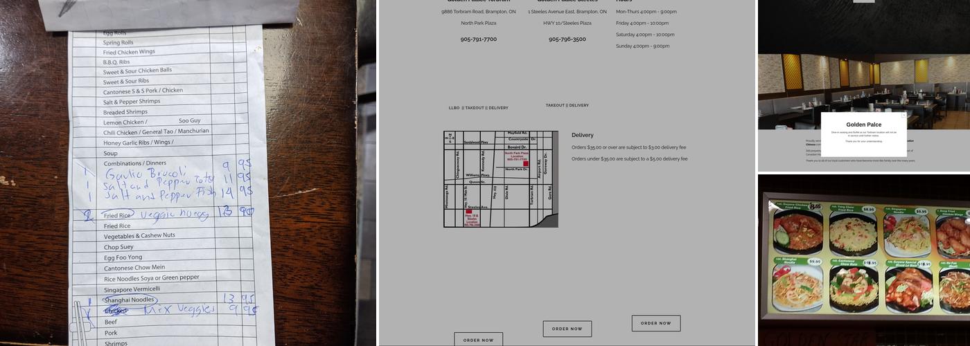 Golden Palace Restaurant Menu