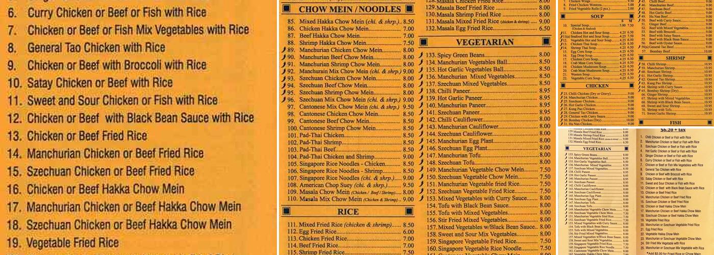 Golden China Hakka Restaurant Menu