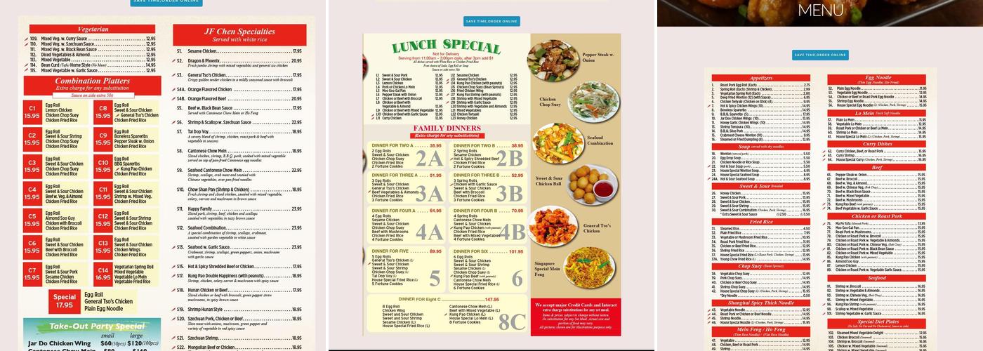 JF Chen Chinese Food Menu