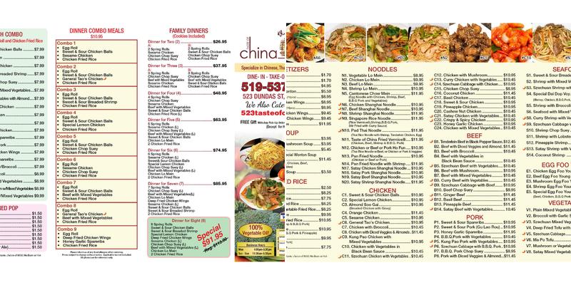 Taste Of China Menu