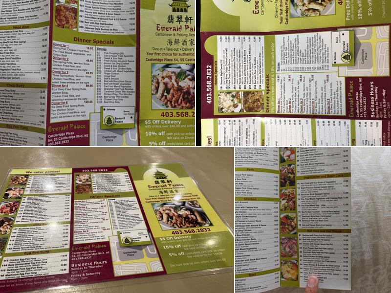 Emerald Palace Restaurant Menu