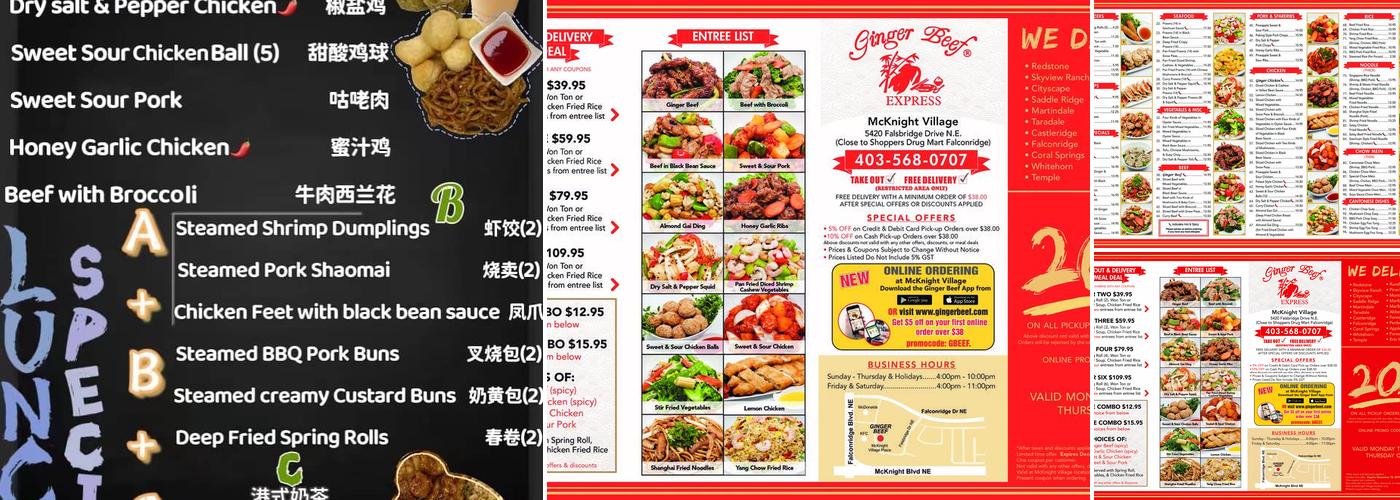 Ginger Beef Express Menu