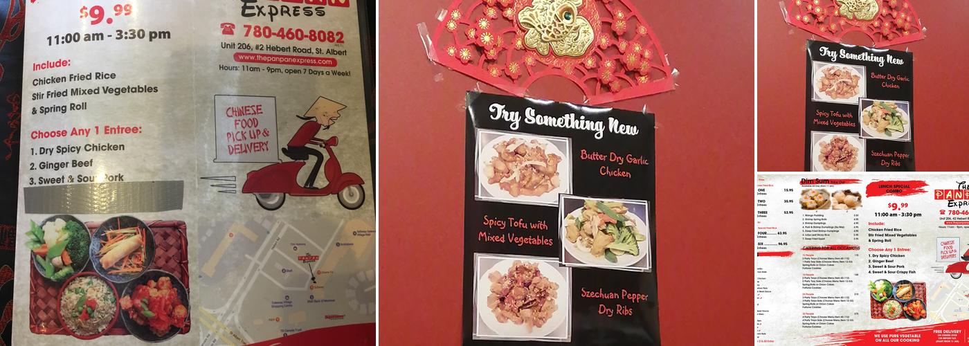 The Pan Pan Express Chinese Cuisine Menu