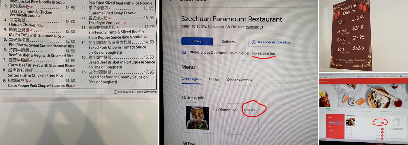 Szechuan Paramount Restaurant Menu