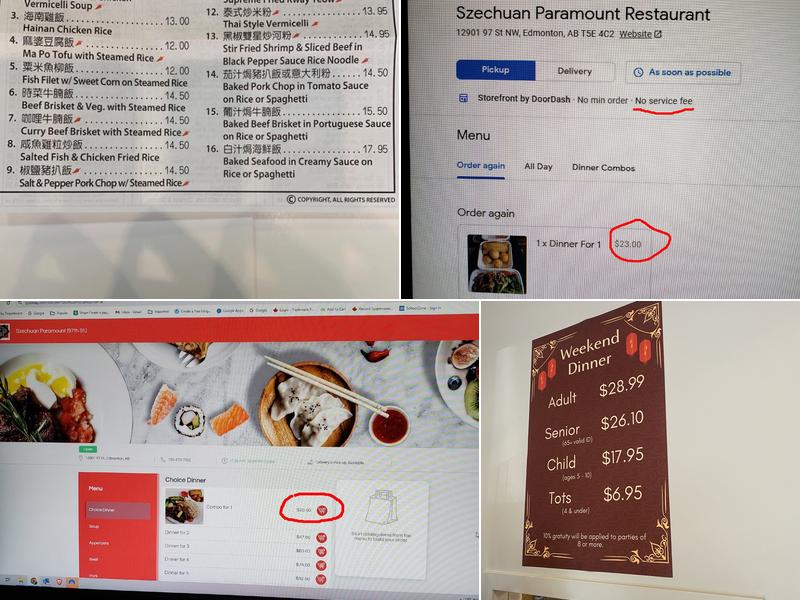 Szechuan Paramount Restaurant Menu