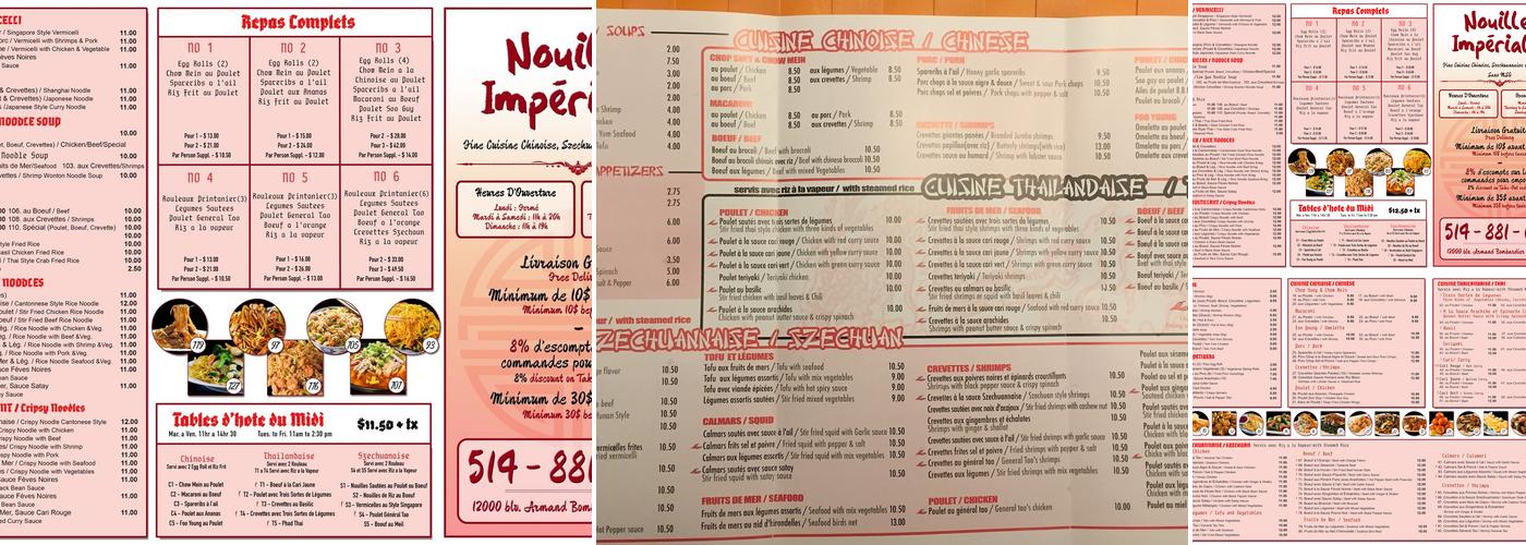 Restaurant Nouilles Impériales Menu