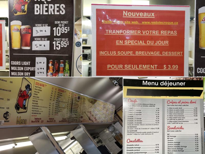 Le Croque Menu