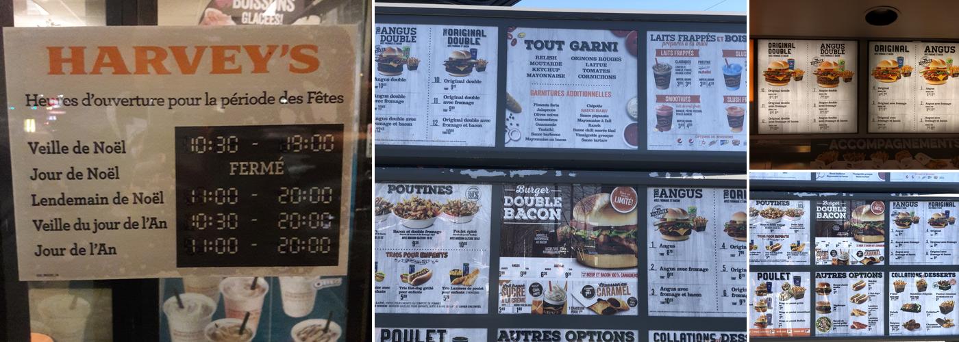 Harvey's Menu