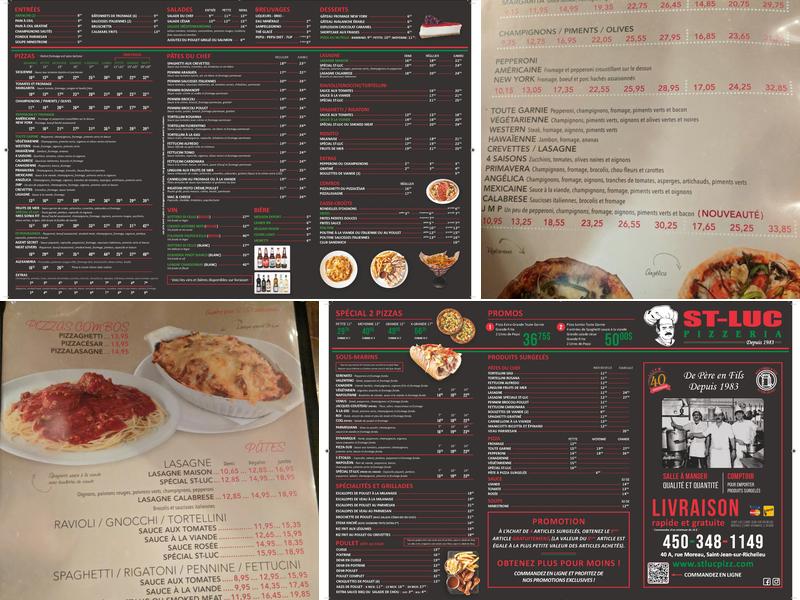 St-Luc Pizzeria Enr Menu