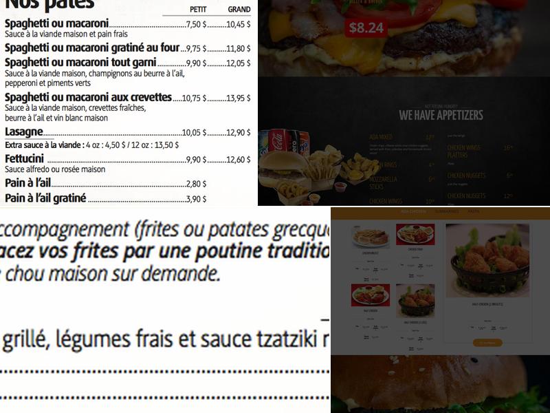 Ada Pizza Menu