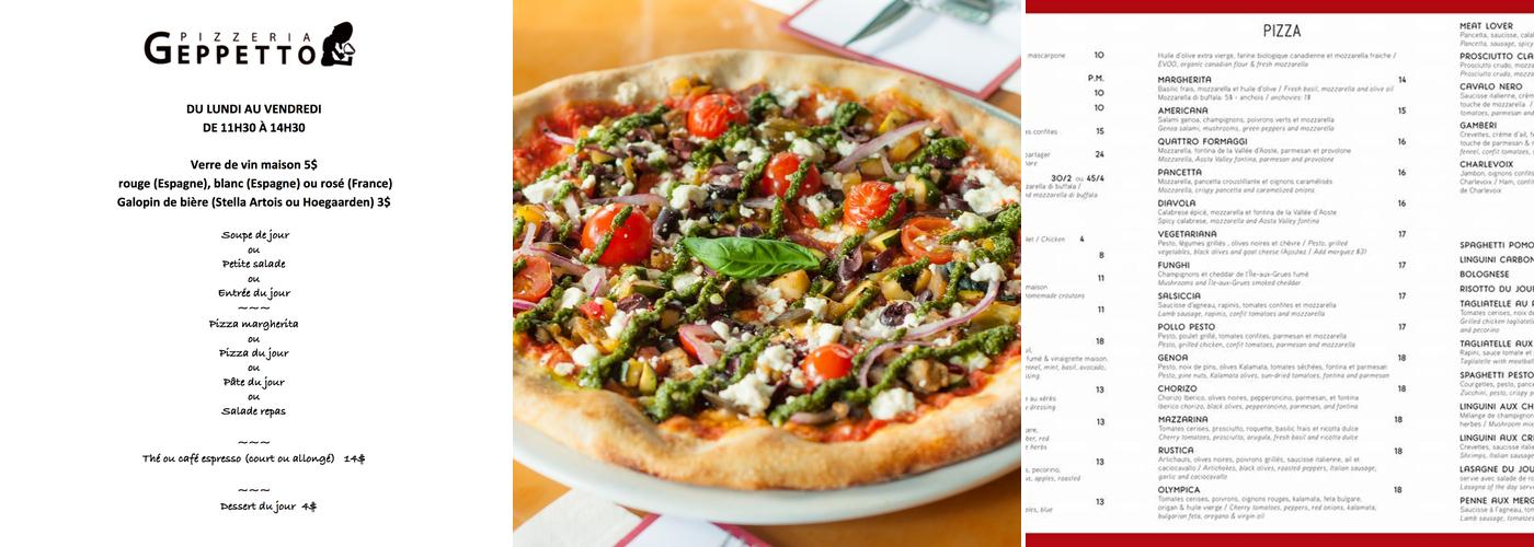 Pizzeria Geppetto Beaubien Menu