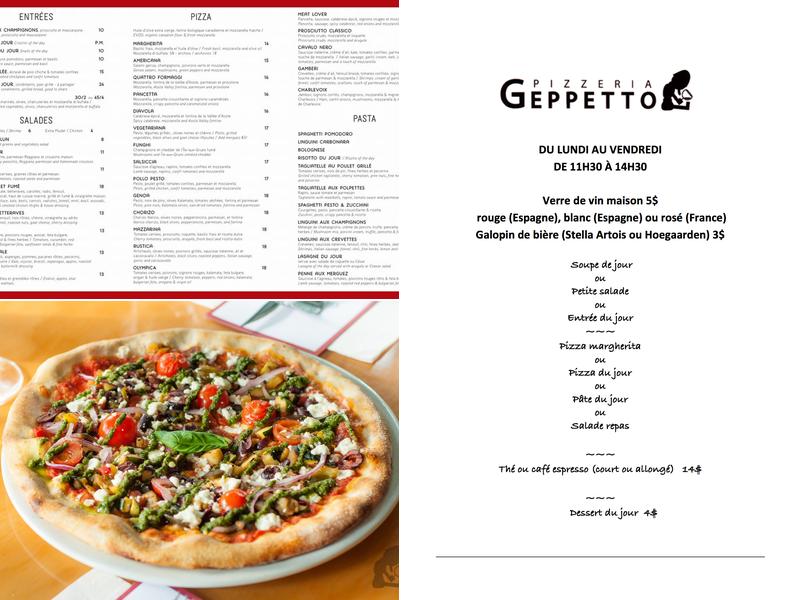 Pizzeria Geppetto Beaubien Menu