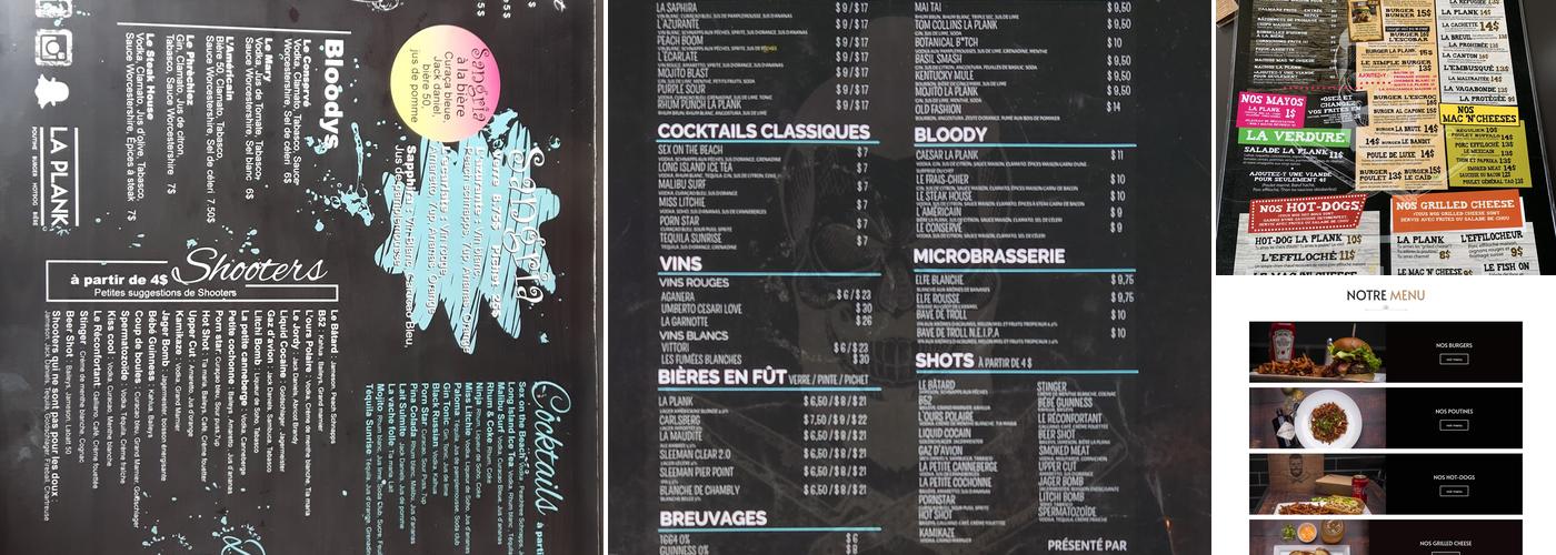 La plank Menu