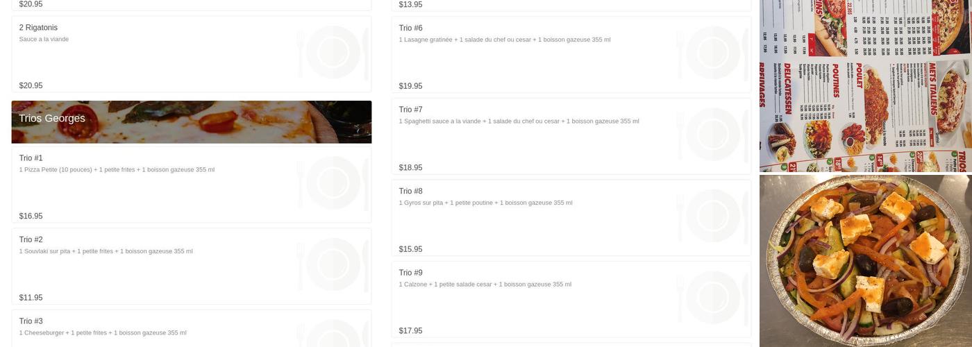 Georges Pizza Menu