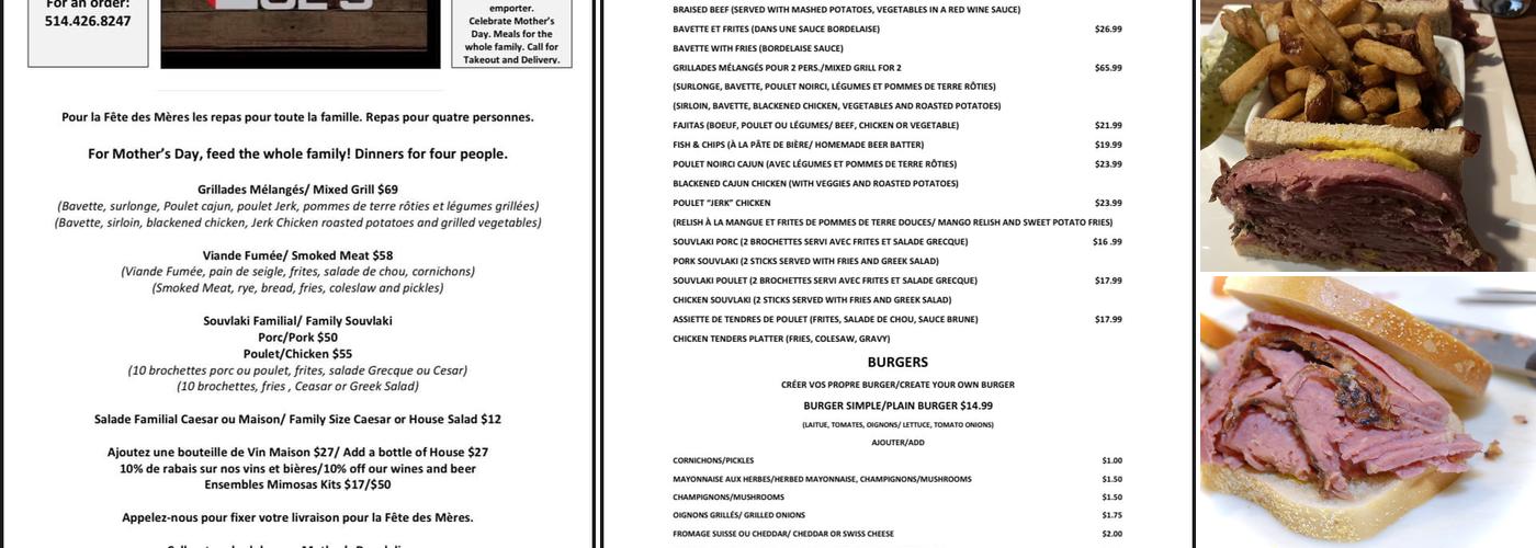 Moe's Bar & Grill Menu