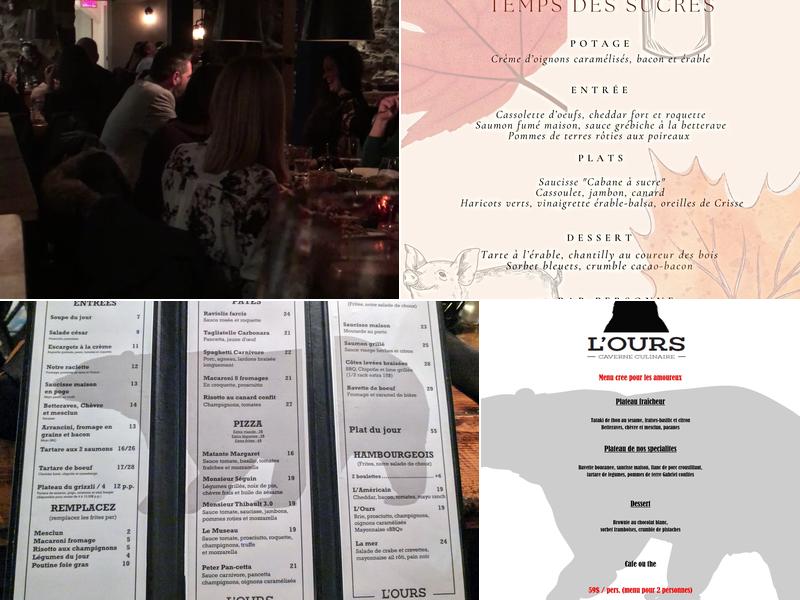 L'Ours Caverne Culinaire Menu