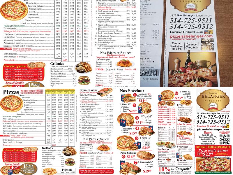 Pizzeria Belanger Menu