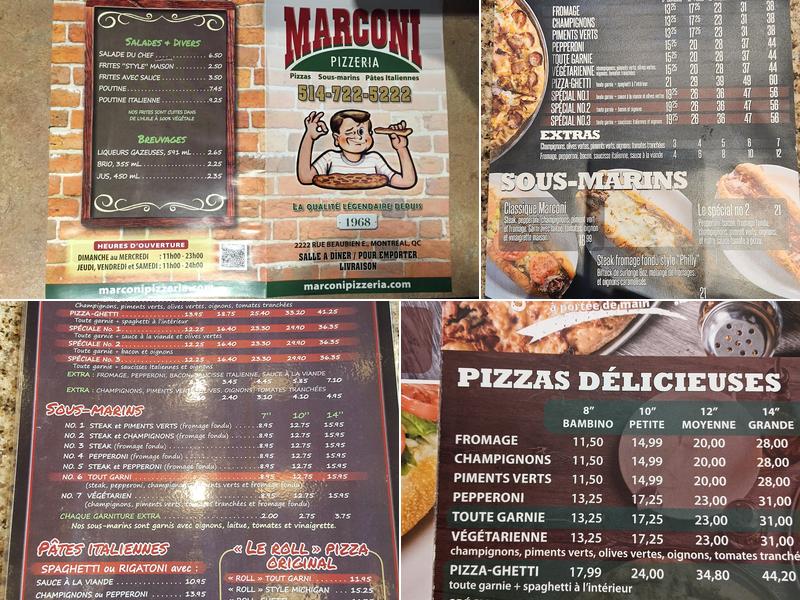 Marconi Pizzeria Menu