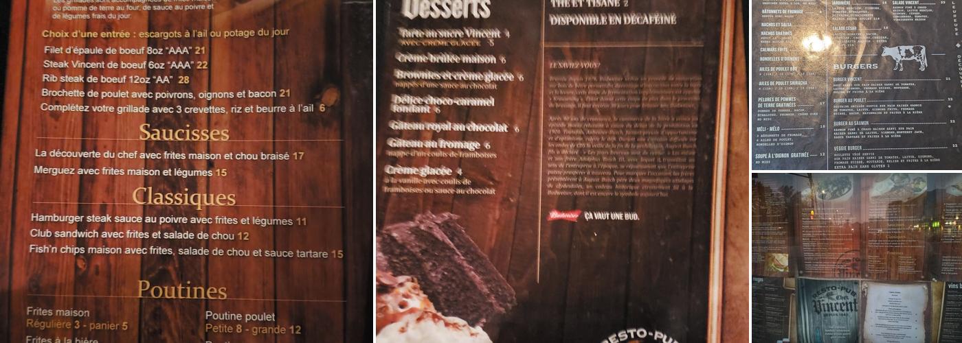 Resto-Pub Chez Vincent Menu