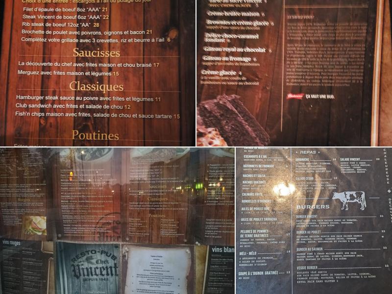 Resto-Pub Chez Vincent Menu