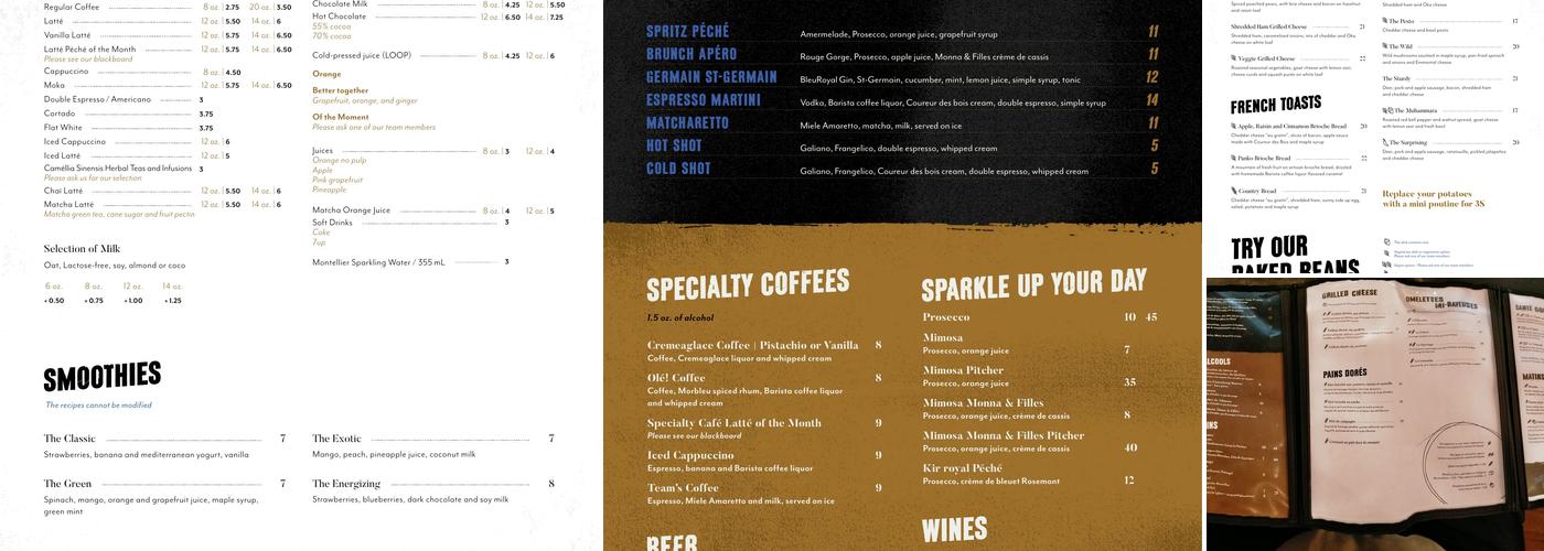 Péché Matinal Menu